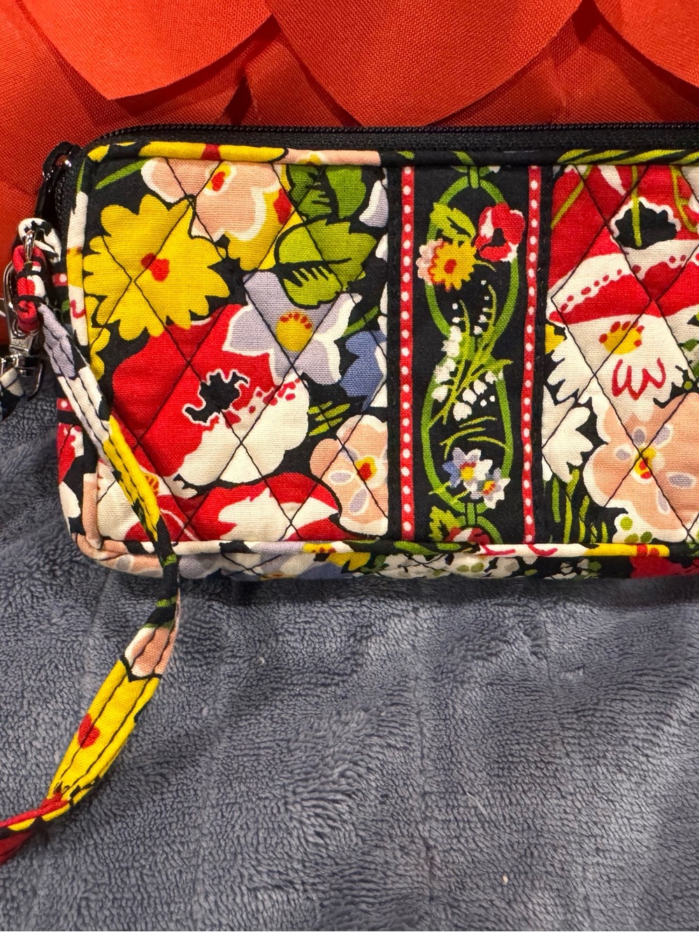 Vera Bradley Floral Quilted wristlet /Pouch - Black/Multicolor